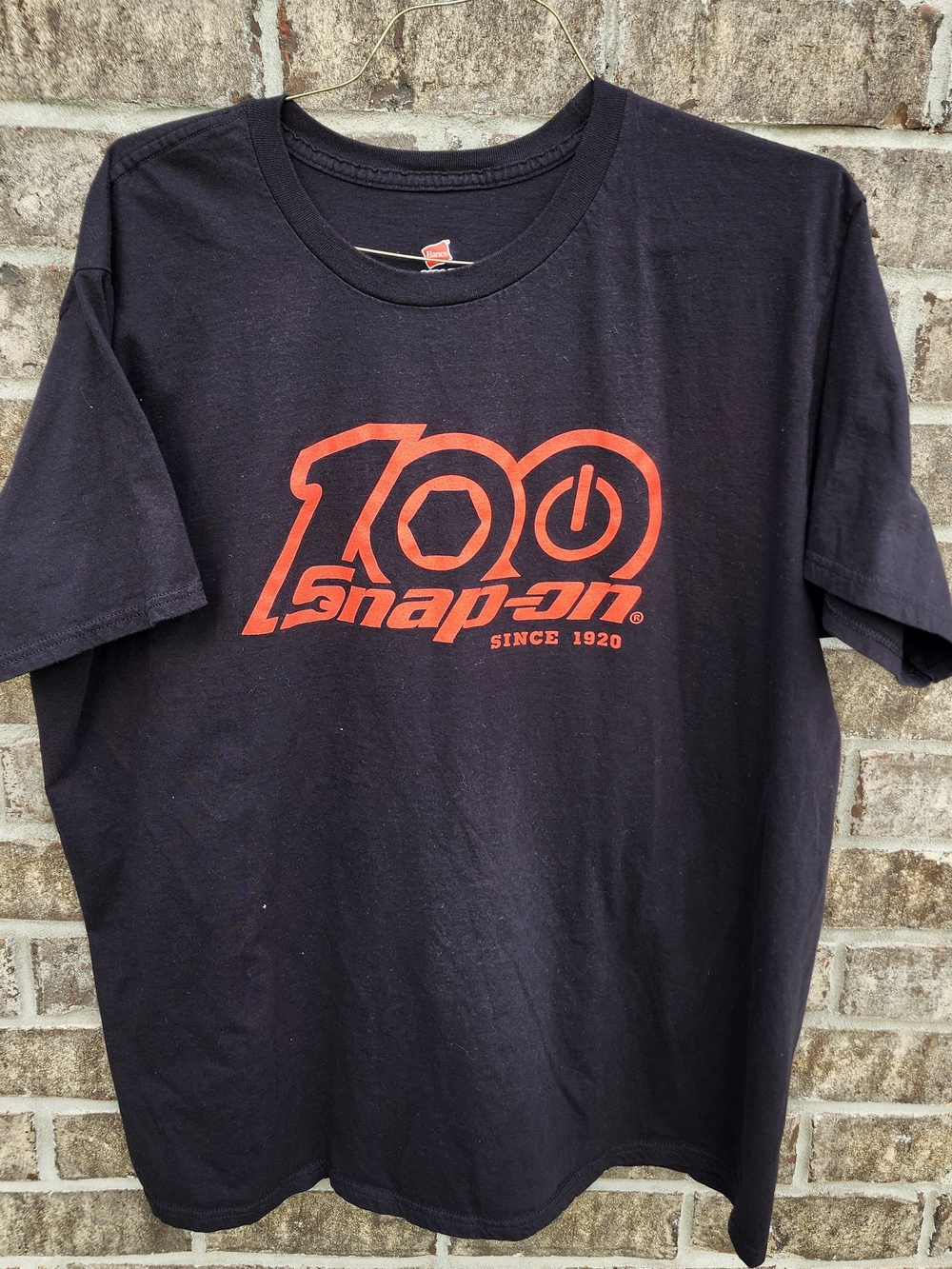 Snap-on Men's Black Short Sleeve Tee with Red 100 Anniversary Logo
